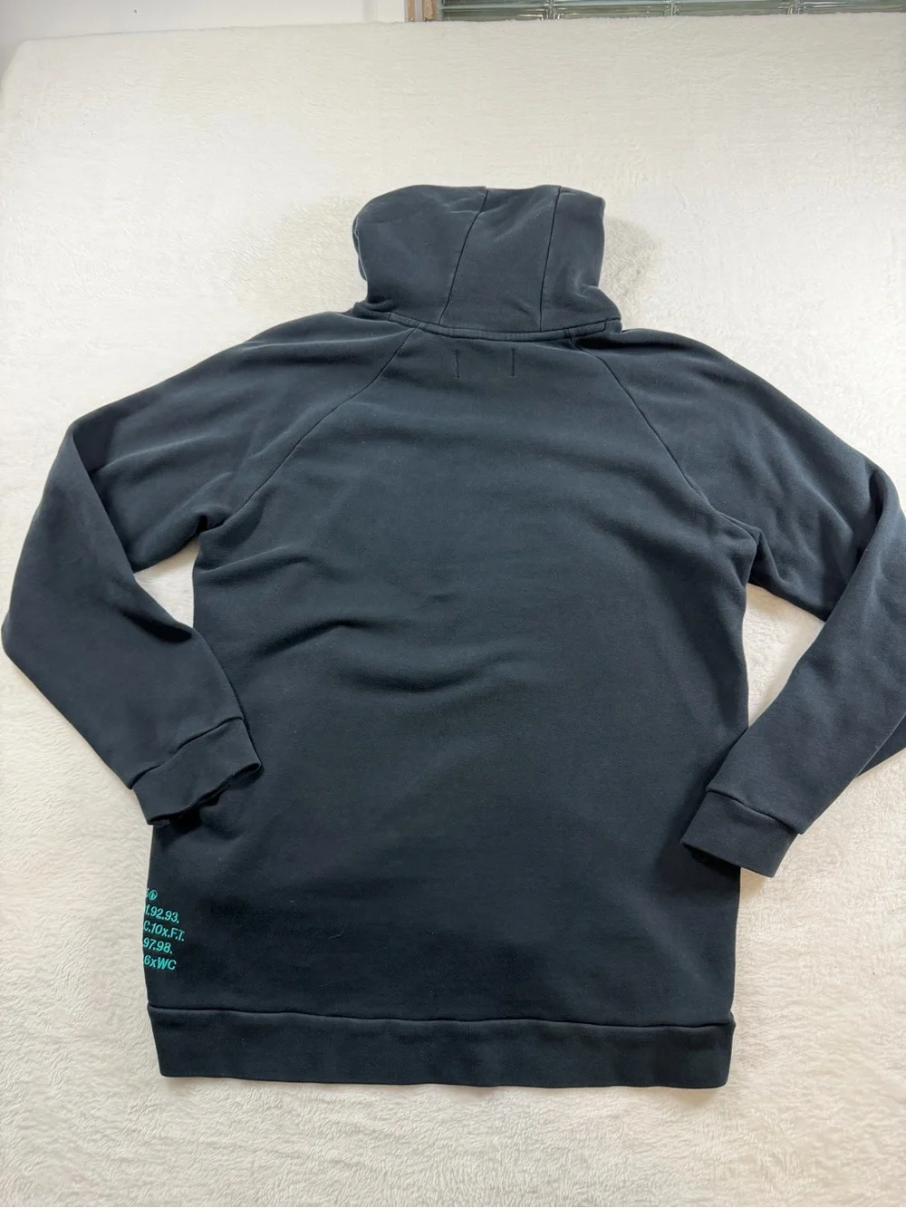 Jordan Black Pullover Hoodie with Teal Script and Jumpman